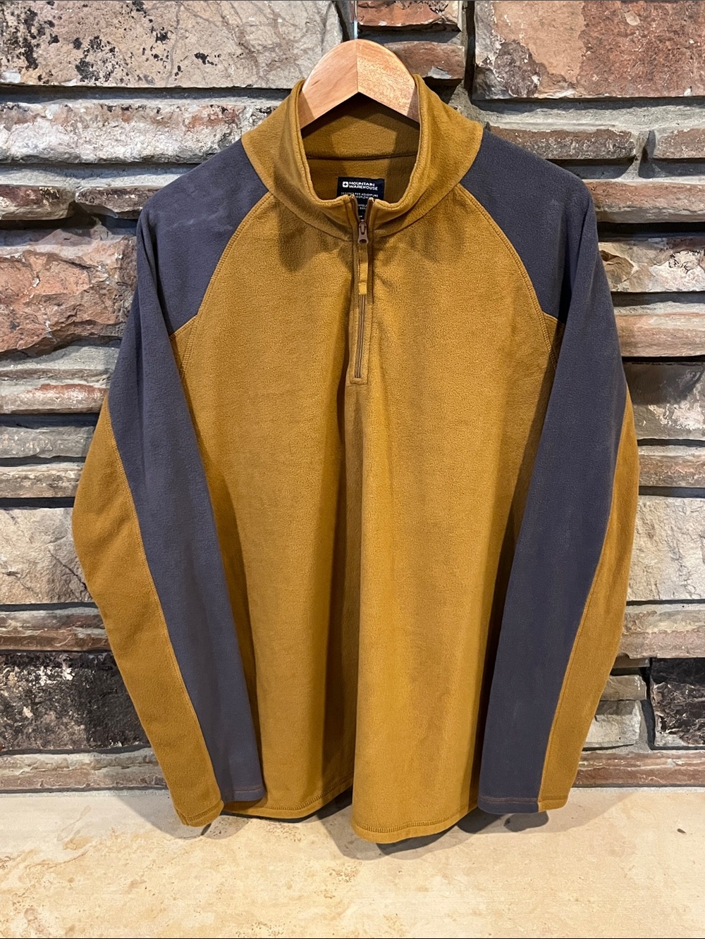 Mountain Warehouse Quarter-Zip Two-Tone Fleece Pullover - Mustard & Charcoal
